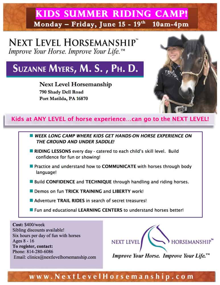 Kids Summer Horse Riding Camp Next Level Horsemanship Port Matilda State College